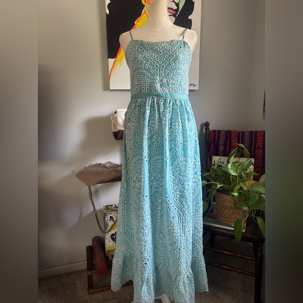 Altar'd State Light Blue Eyelet Maxi Dress